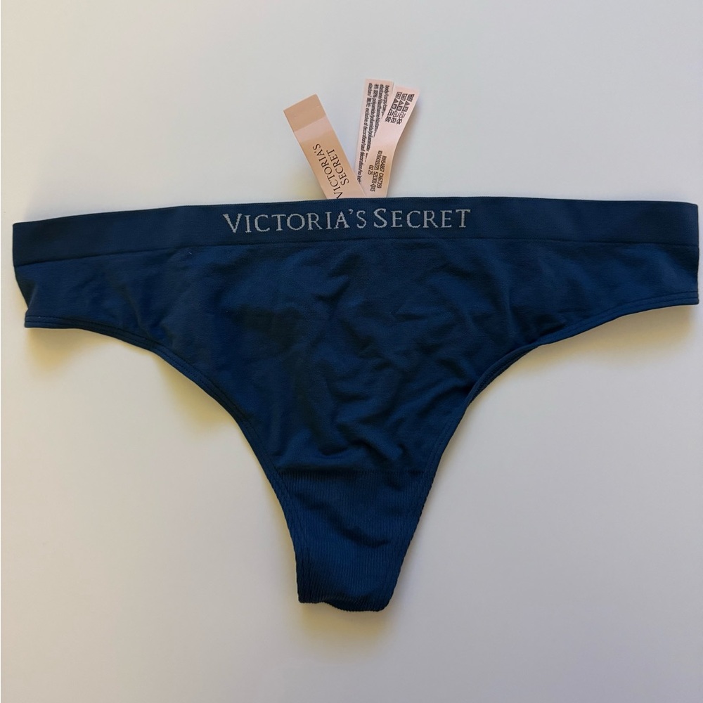 NWT/ Victoria's Secret Slate Blue Seamless Thong Panties